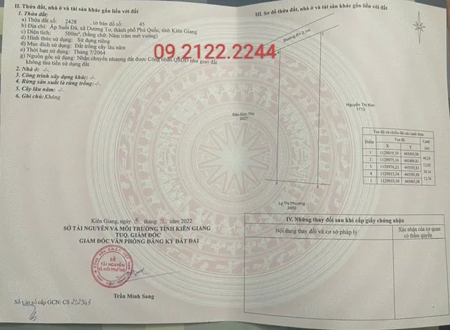 Bán đất 500m² ngang 12.76m Suối Đá, Dương Tơ giá 2.2 tỷ tại Đặc khu Phú Quốc
