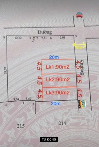 Bán đất 90m² full thổ cư ngang 4,5m giá 2.35 tỷ tại Xã Triệu Việt Vương