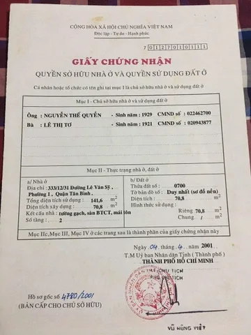 Bán nhà 333/12/21 Lê Văn Sỹ, P1, Tân Bình – Giá 12 tỷ