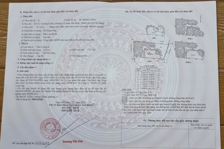 Bán nhà 415/22 Trường Chinh, Phường 14, Quận Tân Bình – Giá 85 tỷ