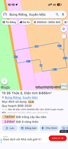 Bán đất 5000m² ngang 35m tại Xã Xuyên Mộc