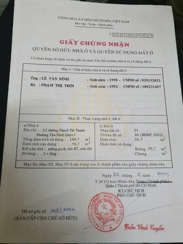 Bán nhà Thạch Thị Thanh, Phường Tân Định, Quận 1 – Giá 27 tỷ