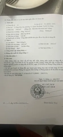 Bán nhà Phan Huy Ích, Phường 15, Quận Tân Bình – Giá 43 tỷ