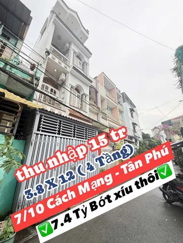 Bán nhà Cách Mạng, Phường Tân thành, Tân Phú – Giá 7,4 tỷ