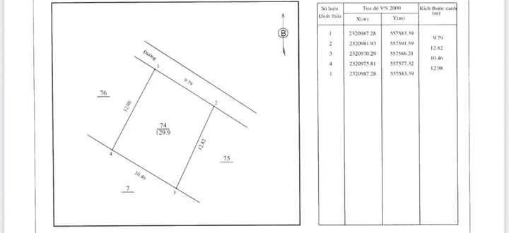 Bán đất 129.9m² full thổ cư ngang 9.79m tại thôn 5, Xã Phú Cát
