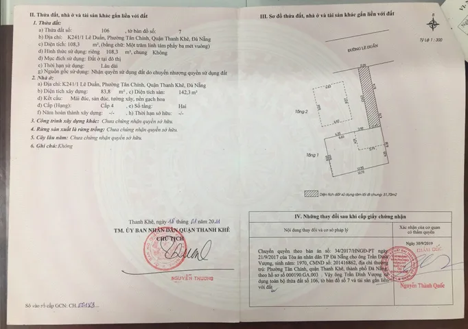 Chính chủ rao bán nhà tại đường lê duẩn tp đà nẵng dt đất 108,3 m2 giá 13,2 tỷ