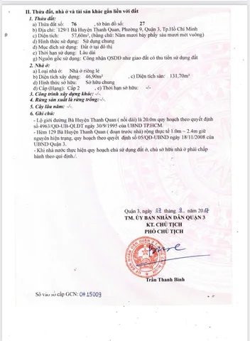 Bán nhà Bà Huyện Thanh Quan, P.9, Q.3 – Giá 75 tỷ