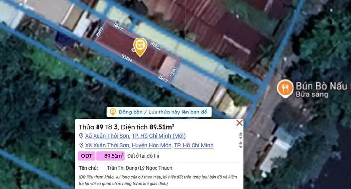 Bán nhà 100m² có sẵn 80m² thổ cư ngang 5.2m giá 2.5 tỷ tại Xã Xuân Thới Sơn