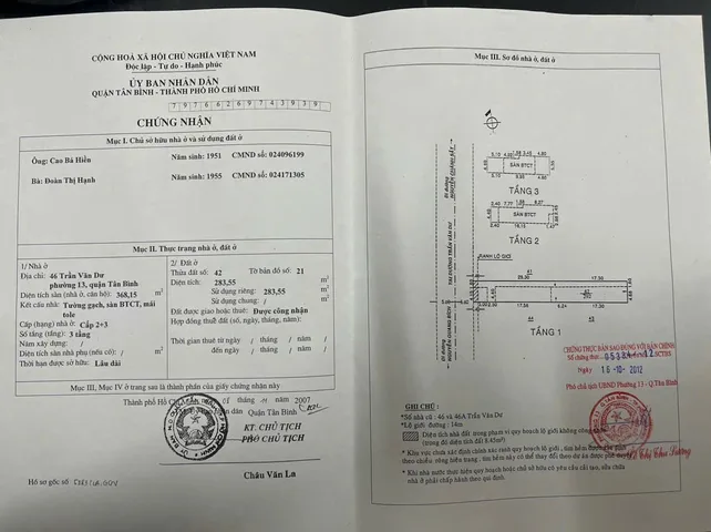 Bán nhà Trần Văn Dư , P.13, Tân Bình – Giá 60 tỷ