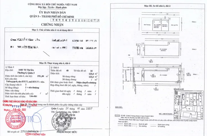 Bán nhà Hẻm Võ Thị Sáu, P. Võ Thị Sáu, Q.3 – Giá 34,5 tỷ