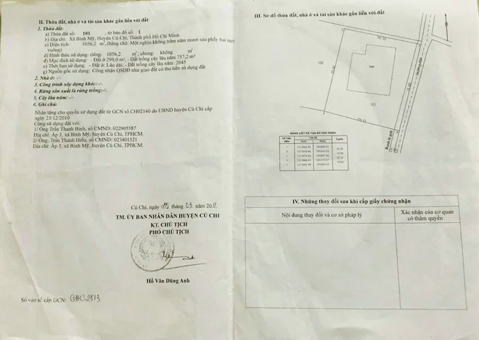 Bán đất 1056m² có sẵn 300m² thổ cư ngang 30m giá 7.5 tỷ tại Xã Bình Mỹ