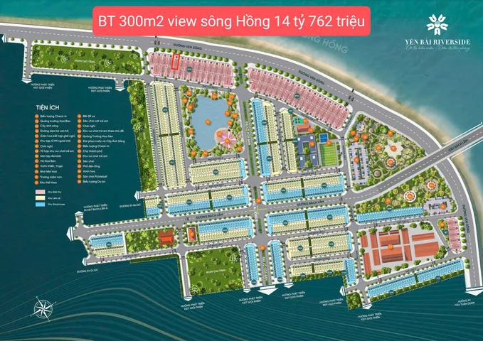 Biệt thự view sông Hồng Dt 300m2 KĐT Yên Bái Riverside
