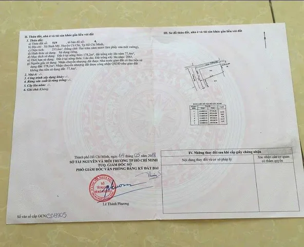 Bán đất thổ cư lô góc đường 185 diện tích 255m2 giá chỉ 12.2 triệu/m2