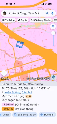 Bán đất 14631m² ngang 100m giá 20 tỷ tại Xã Xuân Đường