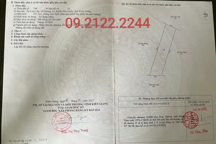 Bán đất 167.3m² full thổ cư ngang 6.33m giá 5.69 tỷ tại Đường Trần Hưng Đạo Đặc khu Phú Quốc