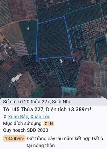 Bán Đất 13389m2 có sẵn 300 m2 thổ cư giá 9.5 tỷ tại Xã Suối Nho Huyện Định Quán Đồng Nai