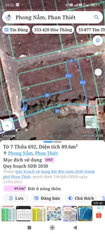 Bán đất 109,7m² full thổ cư ngang 6,2m giá 720 triệu tại Phường Bình Thuận
