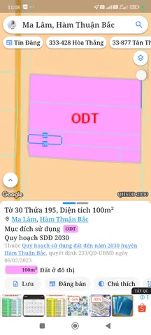 Bán đất 540m² có sẵn 100m² thổ cư ngang 8m giá 686 triệu tại Xã Hàm Thuận