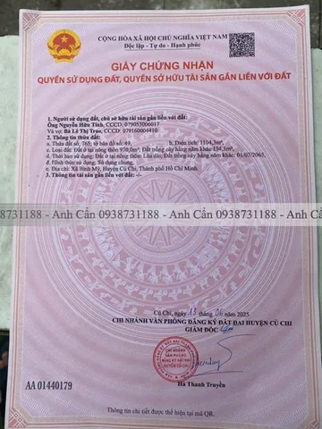 Bán đất 1104m² có sẵn 970m² thổ cư ngang 20m giá 19 tỷ tại Xã Bình Mỹ