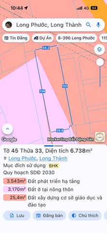 Bán đất 11330m² có sẵn 300m² thổ cư ngang 24,7m giá 45.3 tỷ tại Xã Long Phước