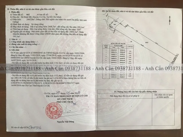 Bán đất 2664m² có sẵn 2469m² thổ cư ngang 17m giá 20 tỷ tại Xã Bình Mỹ