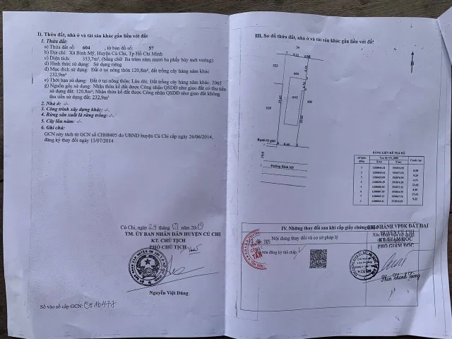 Bán đất 354m² có sẵn 120m² thổ cư ngang 8.4m giá 8.3 tỷ tại Xã Bình Mỹ