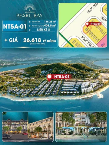 NT5A-01 – CĂN GÓC LIỀN KỀ ĐẸP HIẾM TẠI VINHOMES PEARL BAY 136.28m² full thổ cư ngang 8m giá 26.62 tỷ tại Phường Nam Nha Trang