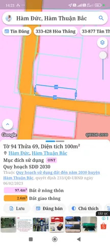 Bán đất 100m² full thổ cư ngang 5m giá 600 triệu tại Xã Hàm Thuận