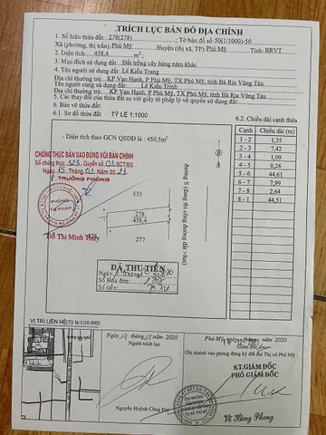 Bán đất 458.4m² có sẵn 1m² thổ cư ngang 10m giá 6.7 tỷ tại Phường Phú Mỹ