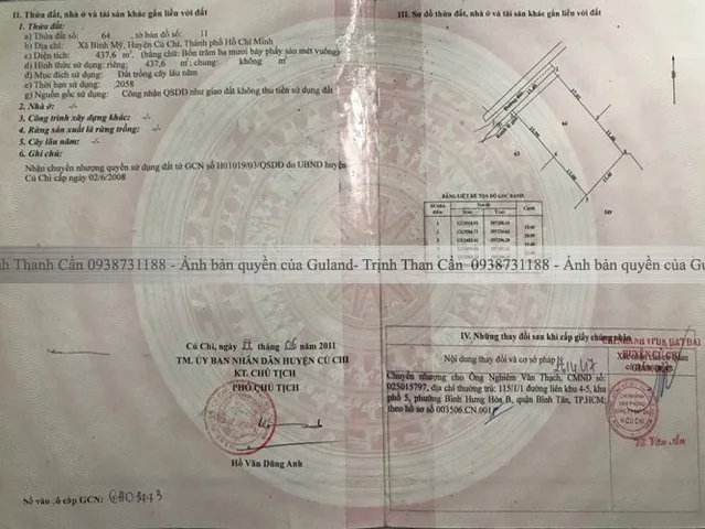 Bán đất 438m² có sẵn 412m² thổ cư ngang 15m giá 6.5 tỷ tại Xã Bình Mỹ