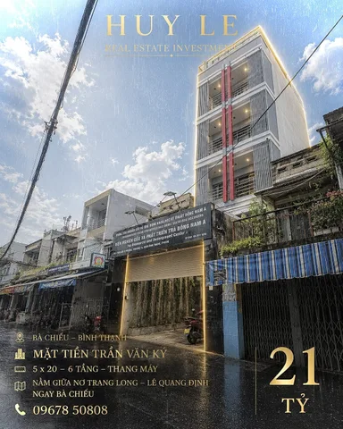 Mặt Tiền Bình Thạnh 14 Trần Văn Kỷ - Lê Quang Định,  5 x 20 - 6 tầng - thang máy