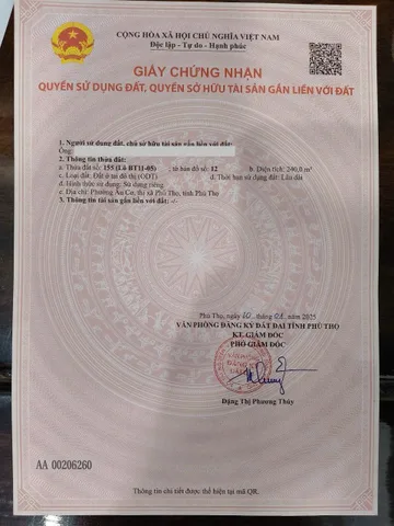 Bán đất 240m² full thổ cư ngang 12m giá 6.85 tỷ tại Phường Âu Cơ