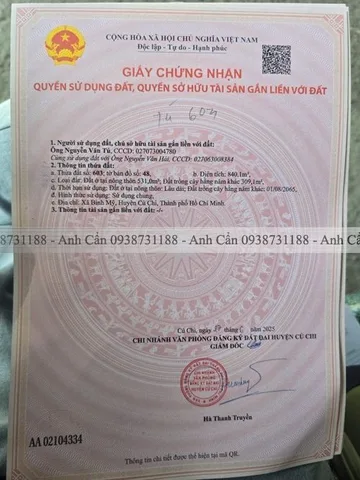 Bán đất 840m² có sẵn 531m² thổ cư ngang 22m giá 15.2 tỷ tại Xã Bình Mỹ