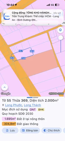 Bán đất 2000.5m² có sẵn 100m² thổ cư ngang 25m giá 8.5 tỷ tại Xã Long Phước