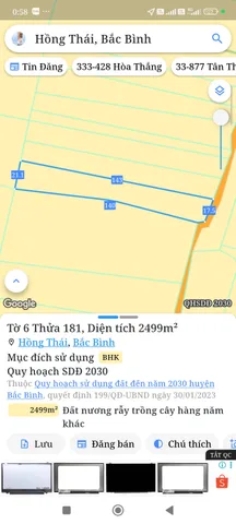 Bán đất 2499,4m² ngang 20m giá 159 triệu tại Xã Hồng Thái