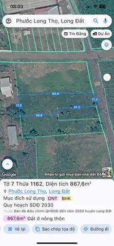 Bán đất 868m² ngang 11m giá 2 tỷ tại Xã Đất Đỏ