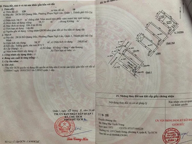 CHÍNH CHỦ CẦN BÁN NHÀ TẠI QUẬN 1 - TP HỒ CHÍ MINH