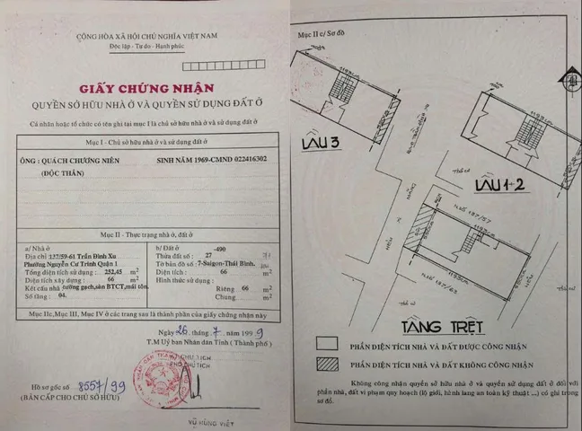 CHÍNH CHỦ CẦN BÁN NHÀ TẠI  NGUYỄN CƯ TRINH - QUẬN 1 - TP HỒ CHÍ MINH