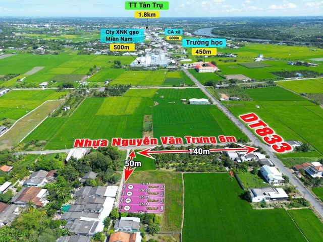 Bán nền thổ 5x26 mt đường Tạ Thành Cát ra TL833 chưa tới 200m tại Xã Tân Trụ Tỉnh Tây Ninh