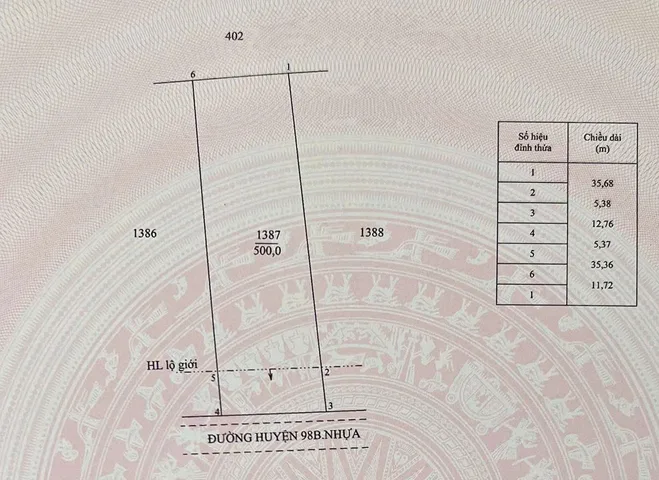 BÁN ĐẤT MẶT TIỀN ĐƯỜNG HUYỆN 98B, PHƯỜNG BÌNH XUÂN, 500M² – GIÁ 5,85 tỷ