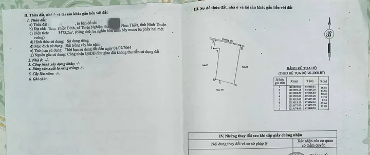 Bán đất 3473.2m² ngang 53,9m giá 4.17 tỷ tại Phường Mũi Né