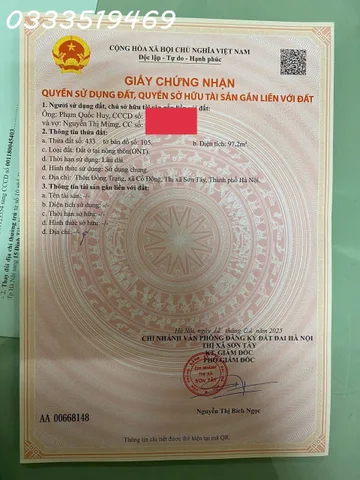 bà xã chồng em cần bán mảnh đất full thổ cư- Đoài Phương, Sơn Tây, HN (Em không tiếp  sale, cần tìm khách hàng mua ạ)