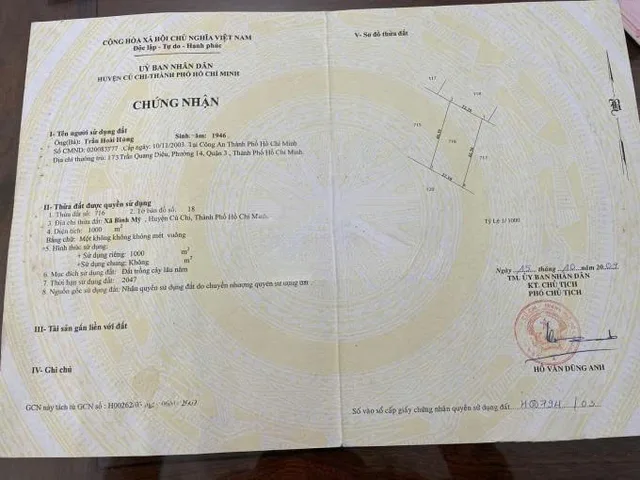 Bán đất 1000m² ngang 22m giá 3 tỷ tại Xã Bình Mỹ