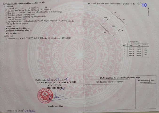 Bán đất 500m² ngang 21.5m giá 1.35 tỷ tại Xã Bình Mỹ
