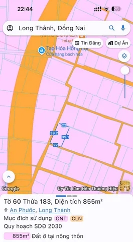 Bán đất 854.9m² ngang 22m giá 8.5 tỷ tại Xã An Phước