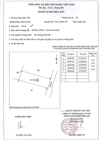Bán đất 314.8m² có sẵn 60m² thổ cư ngang 10m giá 565 triệu tại Phường Cư Bao
