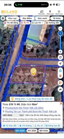 Bán đất 92m² có sẵn 60m² thổ cư ngang 8m giá 900 triệu tại Phường Buôn Ma Thuột