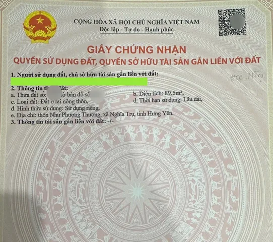 Bán đất 89,5m² full thổ cư ngang 4m giá 11 tỷ tại Xã Nghĩa Trụ