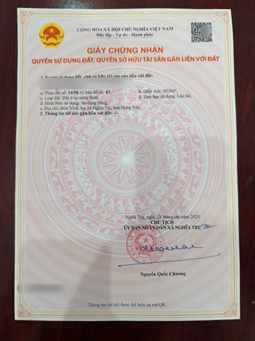 Bán đất 90m² full thổ cư ngang 5m giá 7.7 tỷ tại Xã Nghĩa Trụ