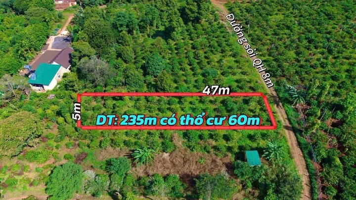 Bán đất 235.8m² có sẵn 60m² thổ cư ngang 5m giá 220 triệu tại Xã Ea Kiết